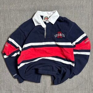 Barbarian navy striped rugby polo shirt - M